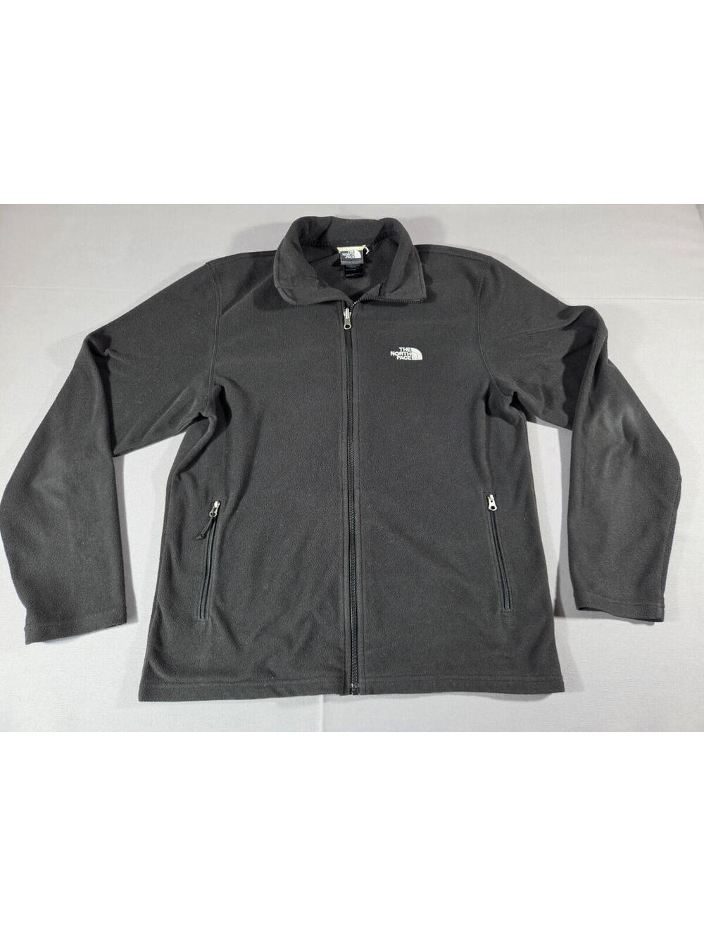 The North Face Fleece Jacket Mens Medium Black Full Zip Mock Neck Logo